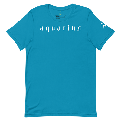 Aquarius Zodiac Sign Old English Font– Unisex Graphic Shirt