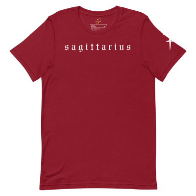 Sagittarius Zodiac Sign Old English Font– Unisex Graphic Shirt