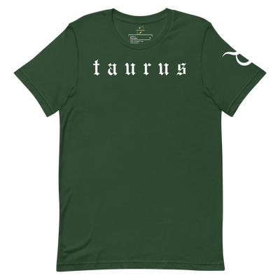Taurus Zodiac Sign Old English Font– Unisex Graphic Shirt