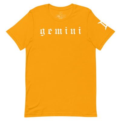 Gemini Zodiac Sign Old English Font– Unisex Graphic Shirt