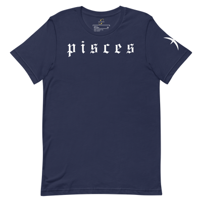 Pisces Zodiac Sign Old English Font– Unisex Graphic Shirt
