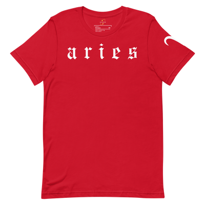 Aries Zodiac Sign Old English Font– Unisex Graphic Shirt